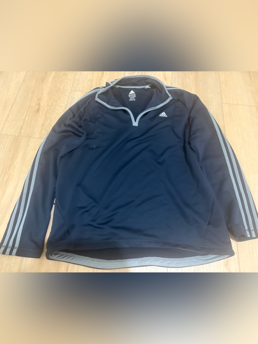 adidas Navy Blue Pullover Performance Jacket with Gray Trim